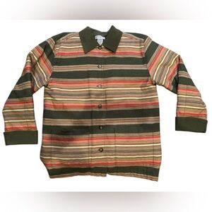 Vintage 90s Striped Chore Coat Barn Insulated Corduroy Trim Cotton